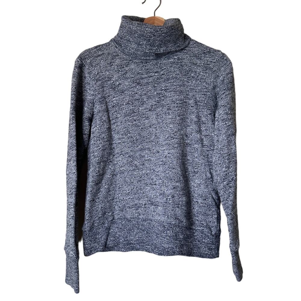 J.Crew Navy and White Cable Knit Oversized Turtleneck